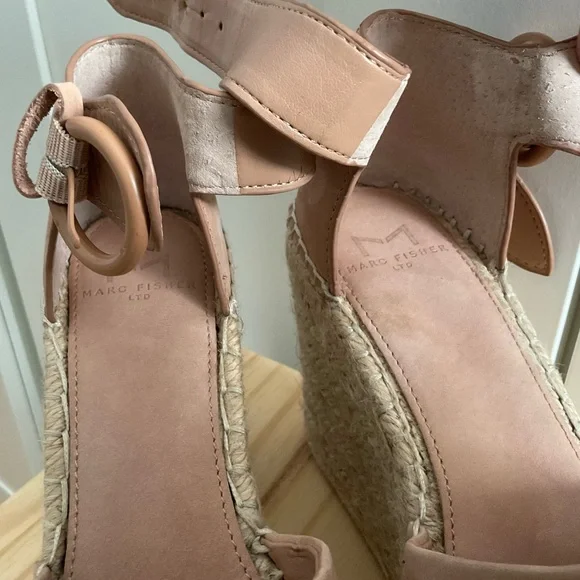 Women’s Marc Fisher Espadrille Platform Wedge Sandals Pink Leather Size 5M - Picture 9 of 10